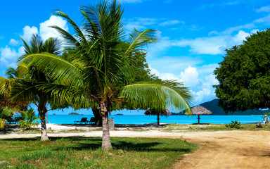 Naklejka premium Dia soleado en la playa de Caribe