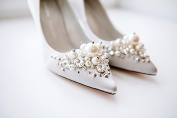 pearls on women's wedding shoes