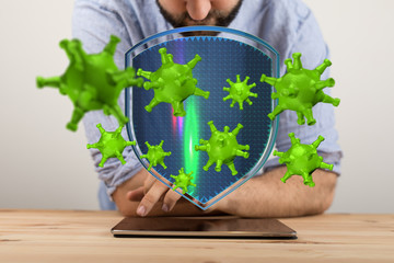 Corona Virus - Microbiology And Virology Concept - 3d protection.