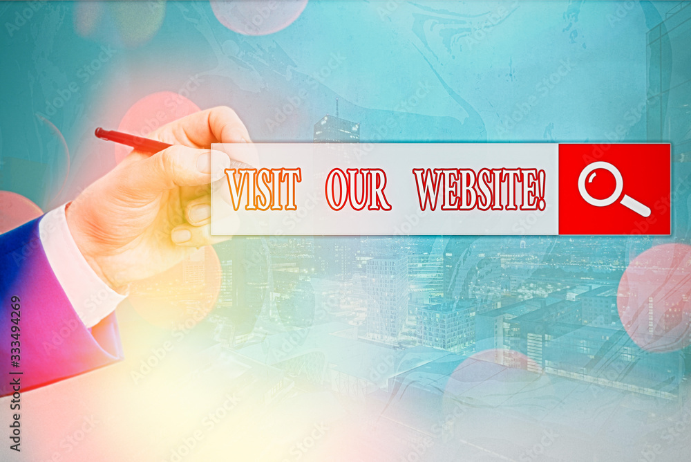 Aufkleber conceptual hand writing showing visit our website. concept meaning visitor who arrives at web site a