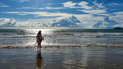 Blue sky and sea clouds One-piece fluttering