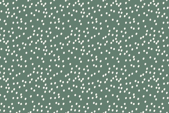 Simple seamless green dot Memphis  pattern. Modern minimalistic dotted pattern. Green and white design for print and web. Earthy colour texture.