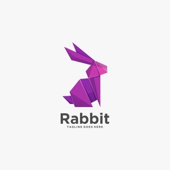 Vector Logo Illustration Rabbit Poly Colorful Style.