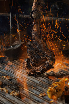 dry aged tomahawk and garnishes