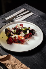 beet and carrot salad with feta cheese