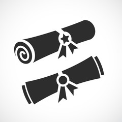 Graduation diploma vector icon