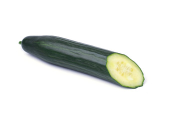 Long-fruited green cucumber isolated on a white background