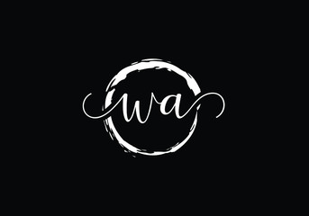 Obraz premium Elegant Brushstroke Circle Logo with Initial Letters W A Modern Branding Design for Company Identity