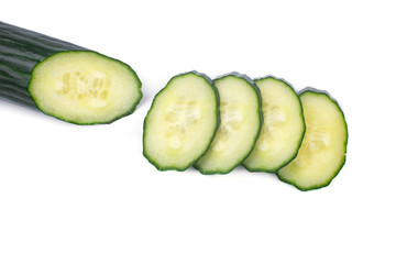 Long-fruited green cucumber isolated on a white background