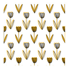 Seamless pattern with tulip in white background