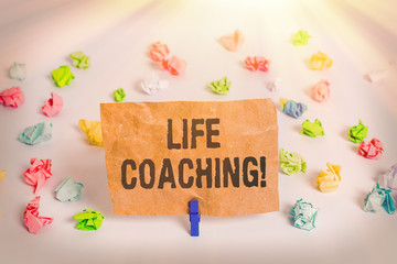 Conceptual hand writing showing Life Coaching. Concept meaning Employee employed to help showing...