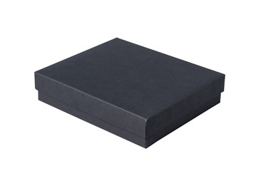 Black carton gift box with cover, isolated