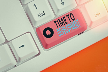 Word writing text Time To Development. Business photo showcasing a length of time during which a...