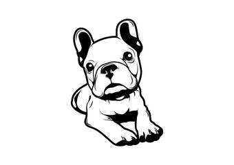 Cute Blue French Bulldog is waiting for someone to feed him. A character cartoon can develop to your design.