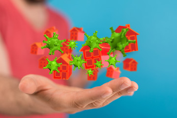Coronavirus quarantine concept. Working from home. 3d.