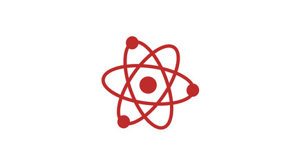 Red atom icon on white background,Atom icon