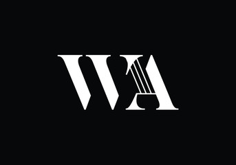 Elegant Lettermark Design Featuring Stylized WA Initials in White on a Dark Background Classic Typography