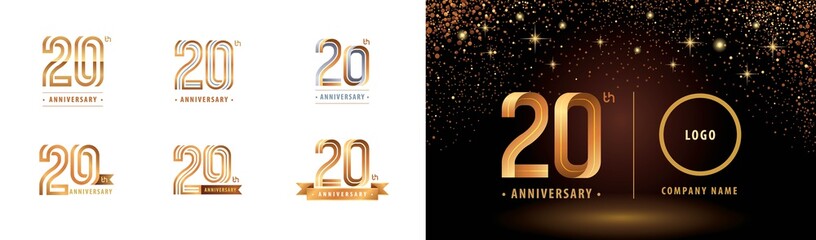 Set of 20th Anniversary logotype design, Twenty years Celebrate Anniversary Logo