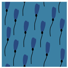 Seamless pattern with blu flowers