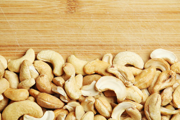 Background formed with cashew nuts	