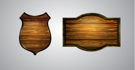 Naklejka premium Vector realistic illustration of wooden signboard