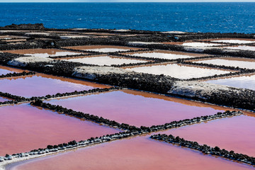 Sea salt works on salinas Fuencaliente, south of La Palma island, Canary, Spain