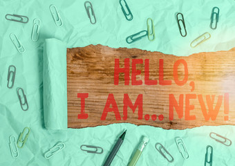 Handwriting text Hello I Am New. Conceptual photo used greeting or begin telephone conversation