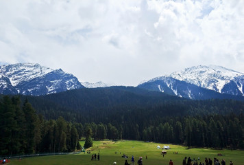 Fototapeta na wymiar open field between mountains