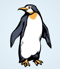 Fototapeta premium Penguin on the ice. Vector drawing