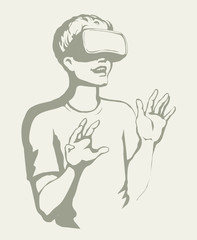 Virtual reality mask. Vector drawing