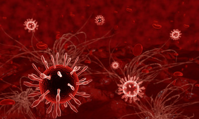 Coronavirus disease COVID-19 infection medical illustration. China pathogen respiratory influenza covid virus cells. New official name for Coronavirus disease named COVID-19. 3D Rendering.