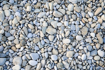 Hintergrund, Textur, Template: Flusskieselsteine am Strand, meditativ