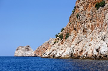 Fototapeta na wymiar cliff in the sea along the Turkish coastline