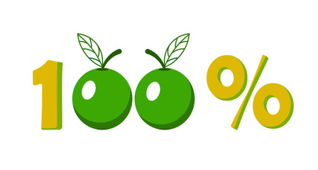 Icon, symbol of marketing hundred percent 100 apple
