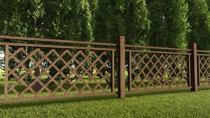 Fence in Nature 3D Rendering