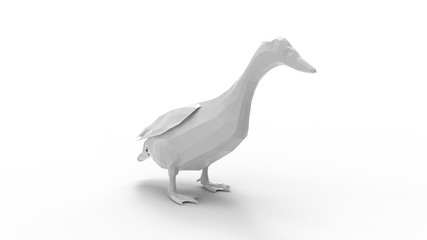 3D rendering of a duck bird animal small white model isolated on white