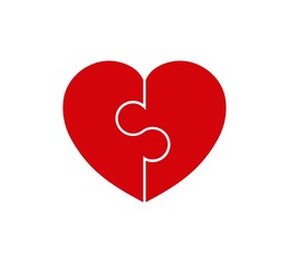 Heart Puzzle Symbol icon . Red Heart 