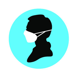 Heads of a man in a medical mask