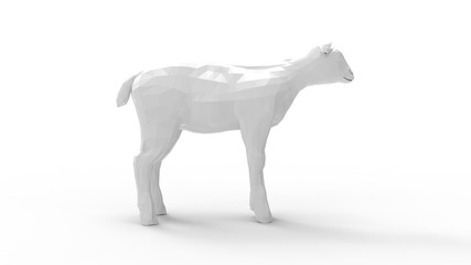 3D rendering of a small lamb young animal isolated on white background