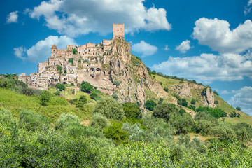 Fototapeta na wymiar Craco, ghost town and comune in the Province of Matera, in the southern Italian region of Basilicata.