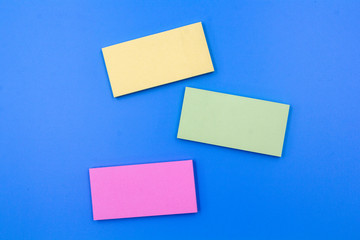 collection of colorful paper note on blue background