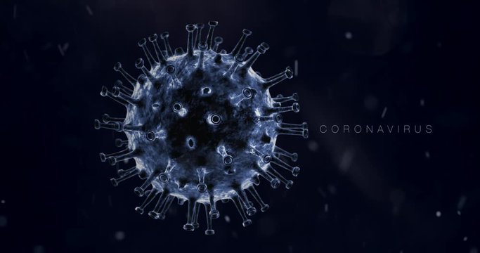 Coronavirus microscopic 4k video. 2019-ncov aka covid-19 virus outbreak in China. 3d flu strain animated model with transparent elements in alpha channel