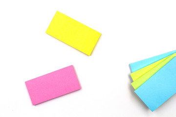 collection of colorful paper note on white background