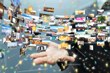 code data concept in hand digital 3d