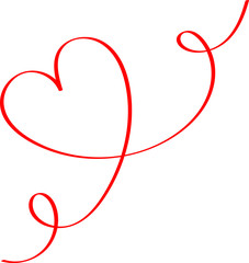 Red heart - outline drawing for an emblem or logo. Template for greeting card for Valentine's Day.