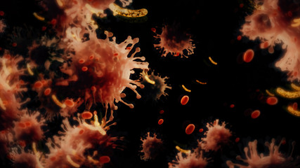 Microscopic view of Coronavirus to Flu