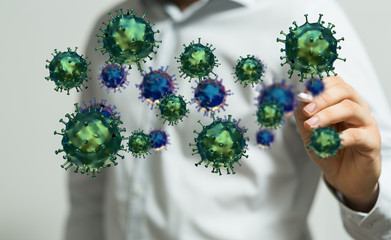 Virus Covid 19-NCP. nCoV denoted is single-stranded protection virus..