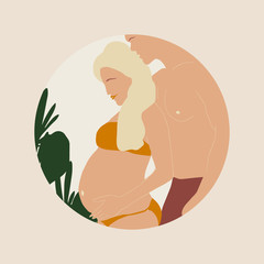 Pregnant Woman . Mother's Day Vector Illustration. Pregnancy Poster.