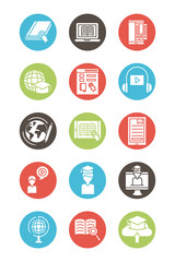bundle of education online set icons