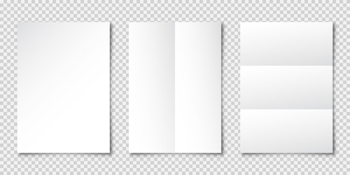 Realistic blank paper sheet with shadow in A4 format. Notebook or book page. Design template or mockup. Vector illustration.